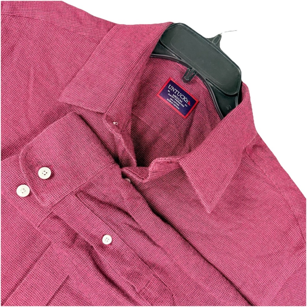 UNTUCKit Veneto WF Men's Medium Cotton Red Long Sleeve Button Front‎ Shirt